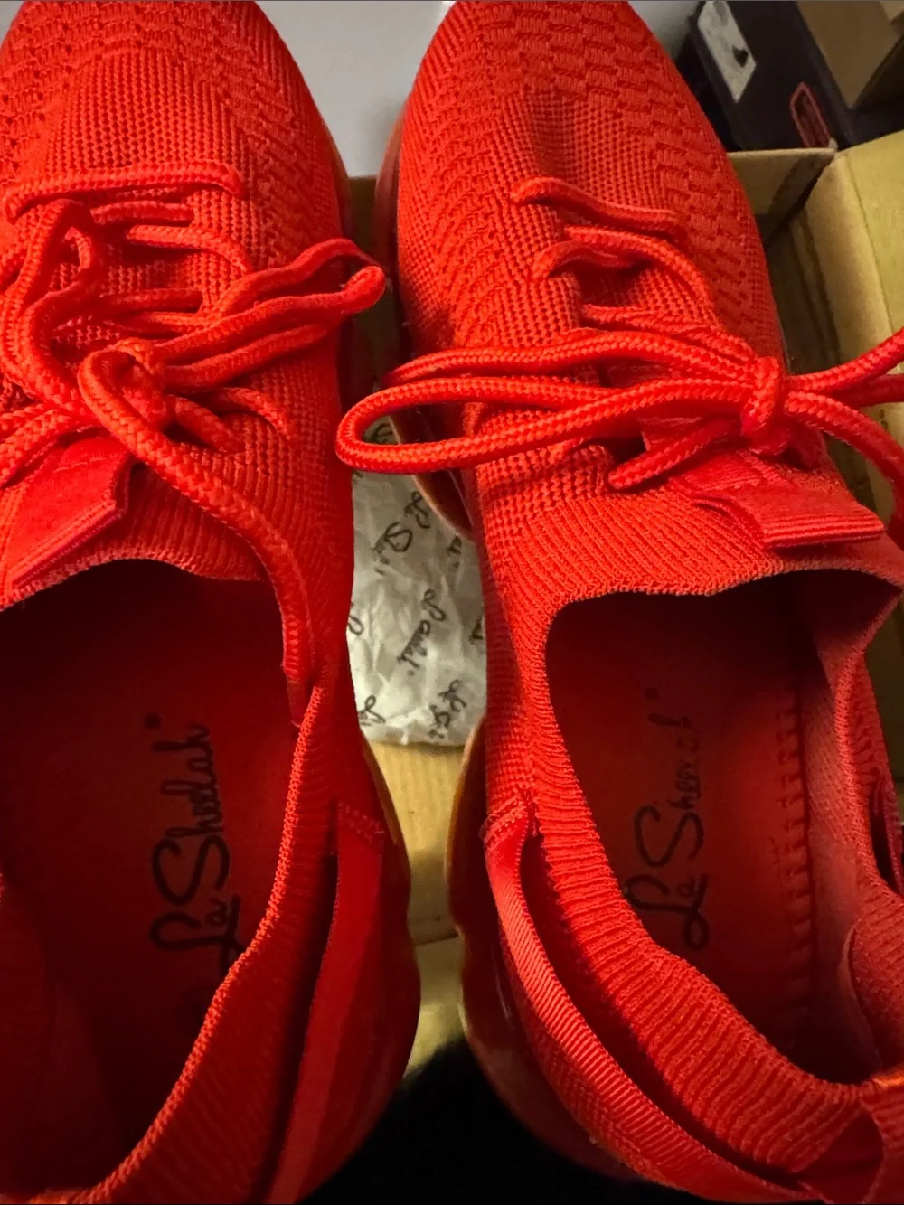 Men's Red Knit Athletic Sneakers
